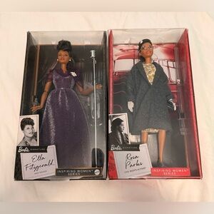 Barbie Rosa Parks and Ella Fitzgerald Inspiring Women Dolls.